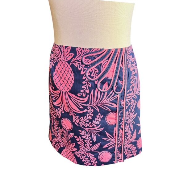 Lilly Pulitzer Womens Pink & Navy Pineapple Print Skirt Size 2 - Picture 1 of 8